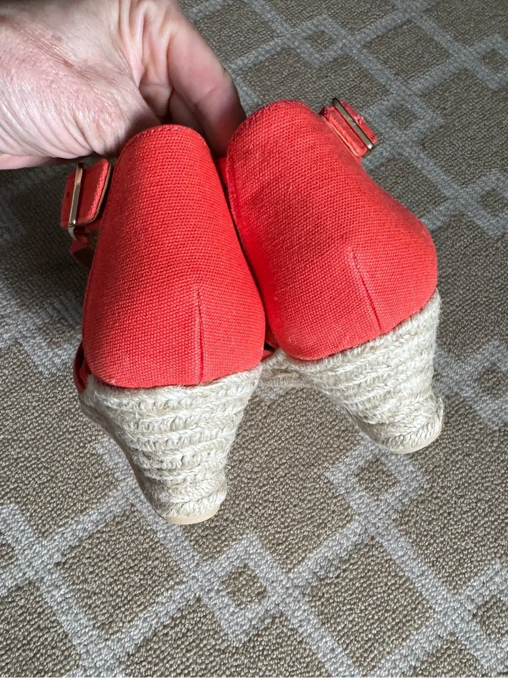 Talbots Lyndsay Strappy Espadrille Wedge Sandals Bright Papaya Red 10